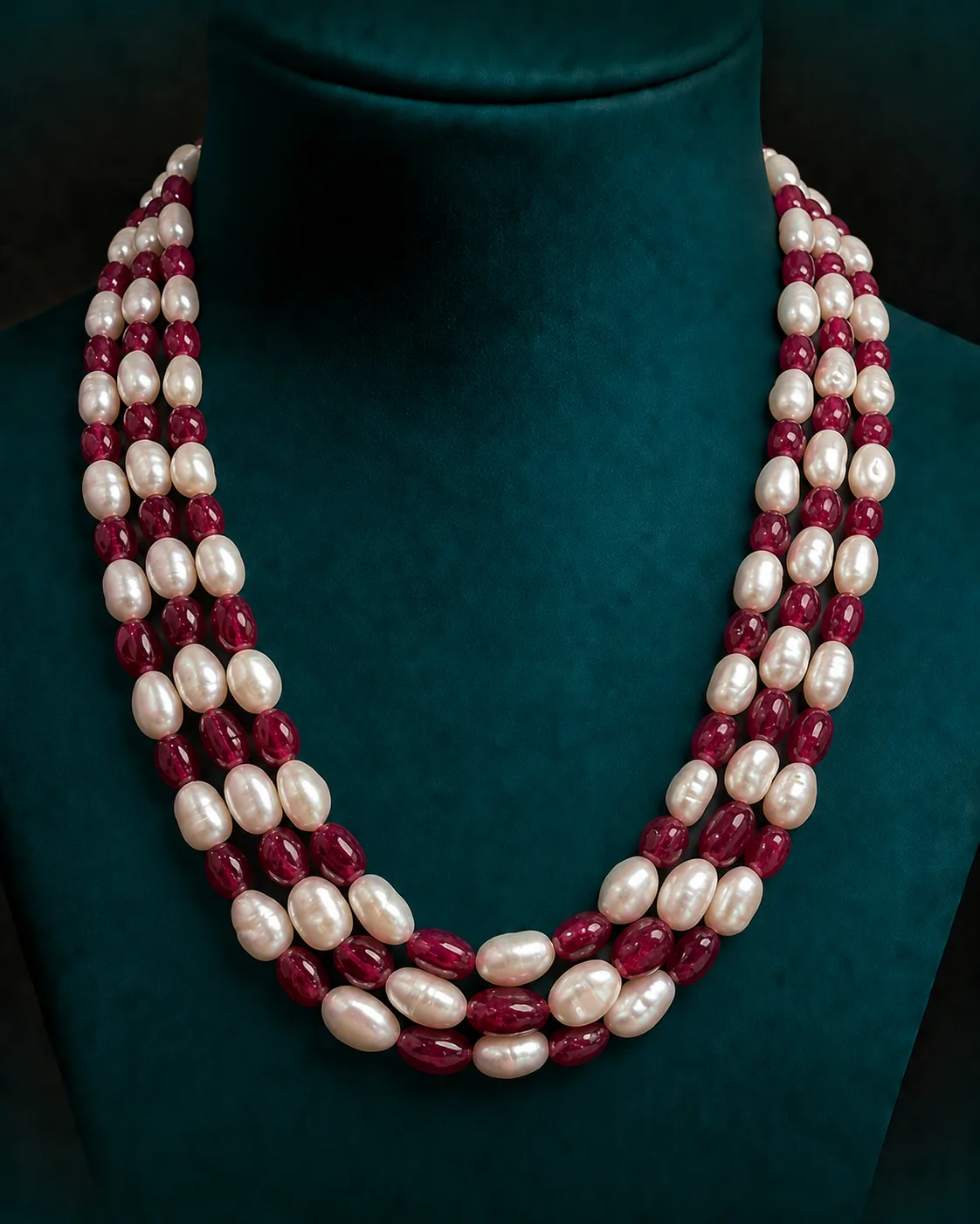 Maroon and pearl white