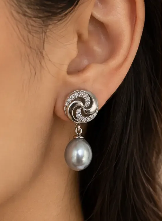Celeste Natural Freshwater Silver Drop Earrings