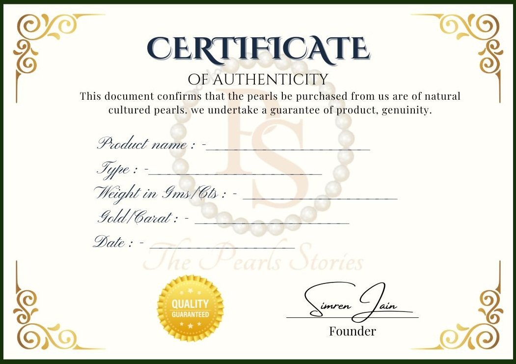 The Pearls Stories - Certificate of Authenticity